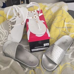 Two pairs of sandals Silver and white sandles